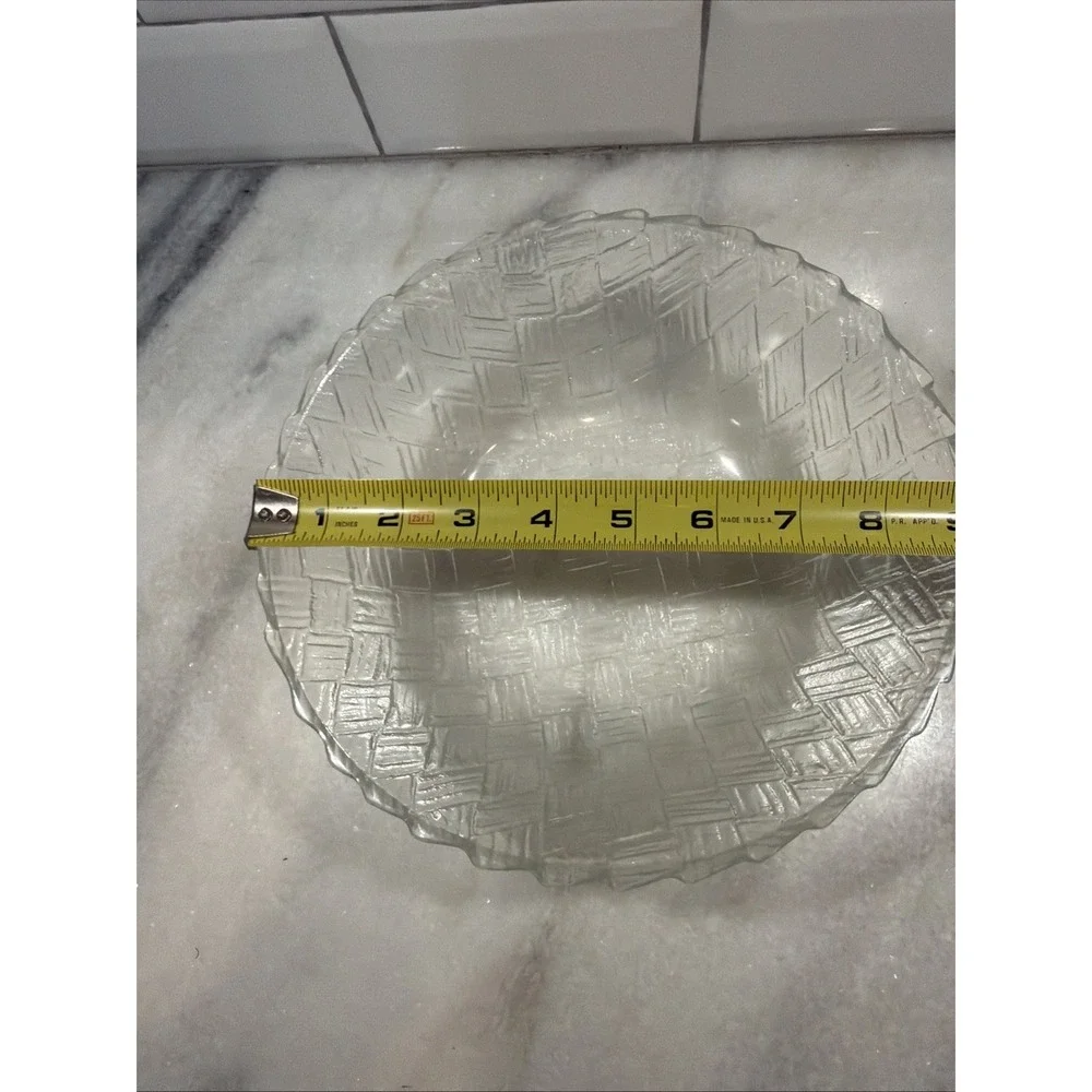 Vintage Indiana Glass Clear Weavetex Large Salad Serving Dish 9